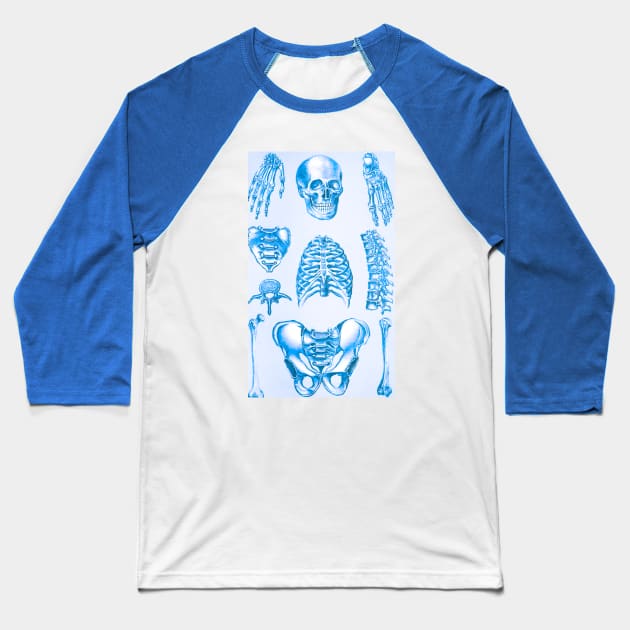 Poor Man's X-Ray Blue Skeleton Baseball T-Shirt by Star Scrunch